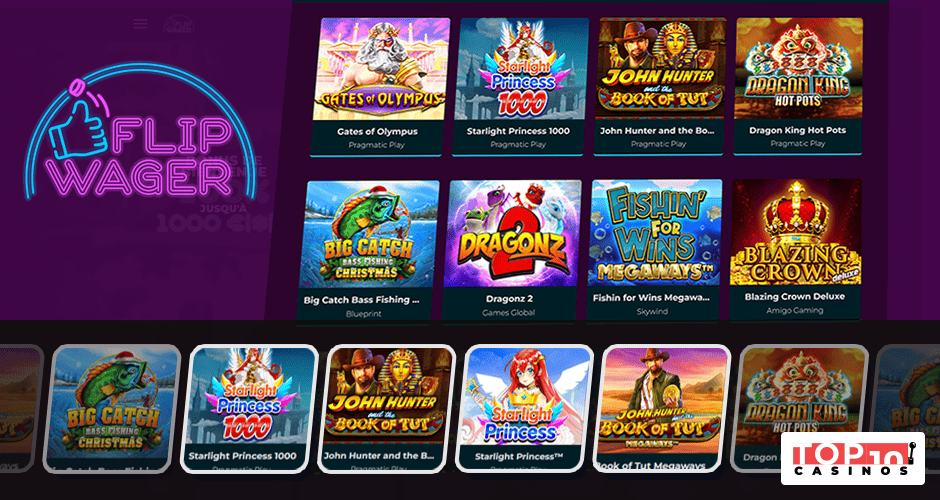 Ludothèque de jeux de Flipwager Casino