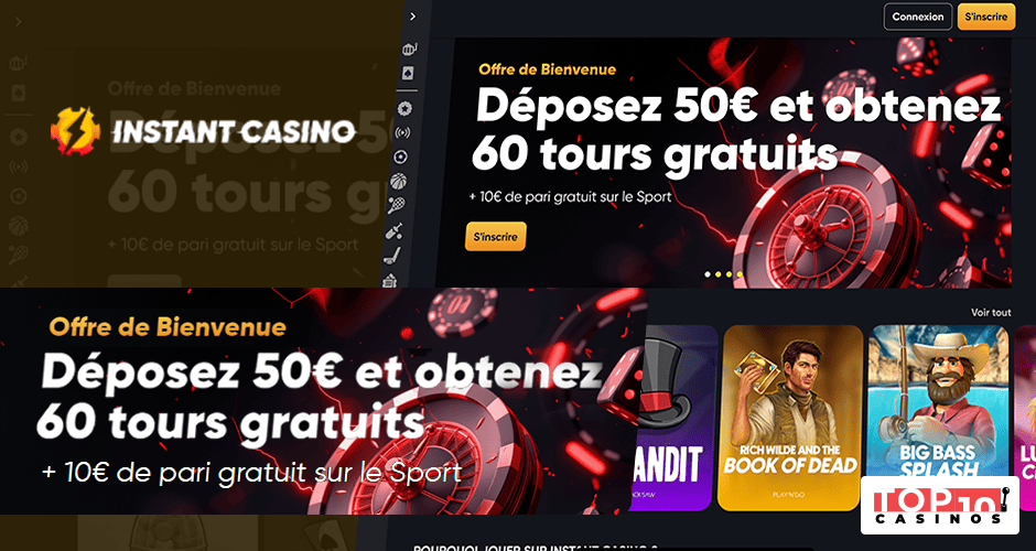 Un bonus de bienvenue, un cashback et deux tournois en cours sur Instant Casino