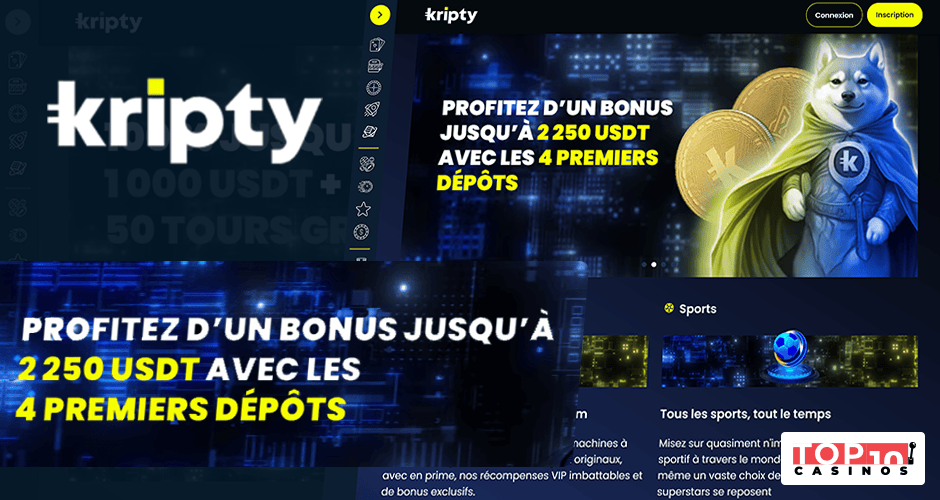 Top des bonus disponibles sur Kripty Casino