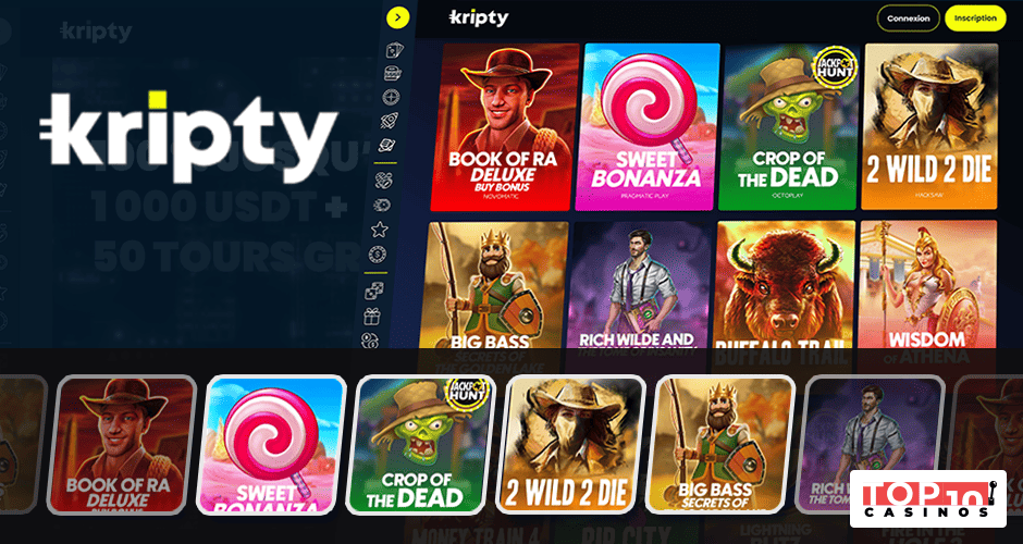 Kripty Casino : +2800 jeux de plus de 80 éditeurs de logiciels