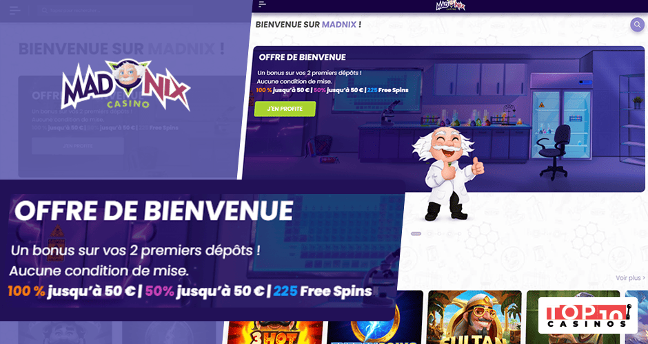 Jusqu'à 100 € + 225 free spins en guise de bienvenue et d'autres promotions