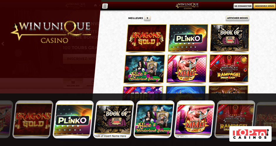 Jeux et fournisseurs disponibles sur Unique Casino