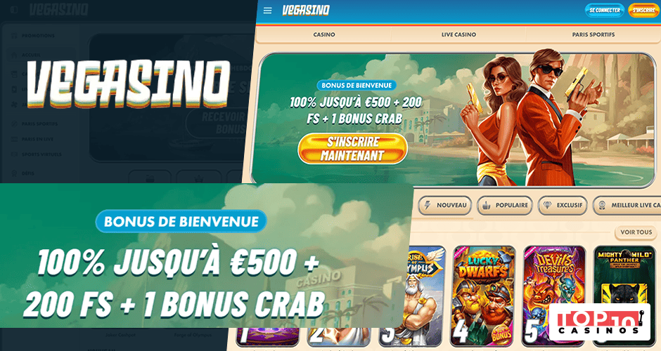 Bonus de bienvenue de 500 € + 04 promotions accessibles sur Vegasino Casino