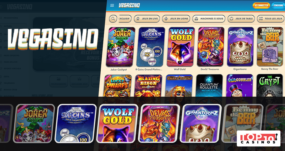 Explorez un catalogue de +8 000 jeux sur Vegasino Casino