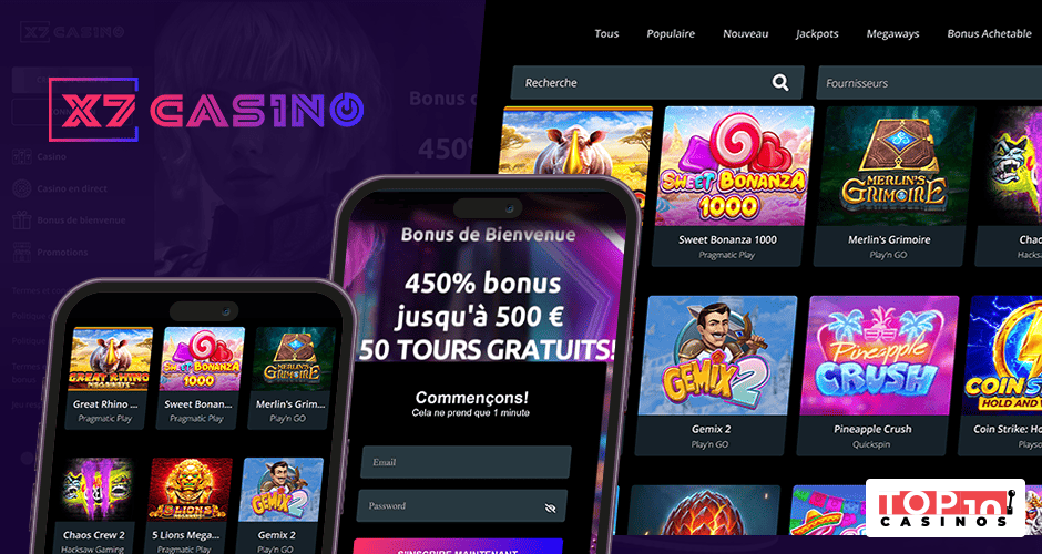 Accédez à la version mobile de X7 Casino depuis votre navigateur web