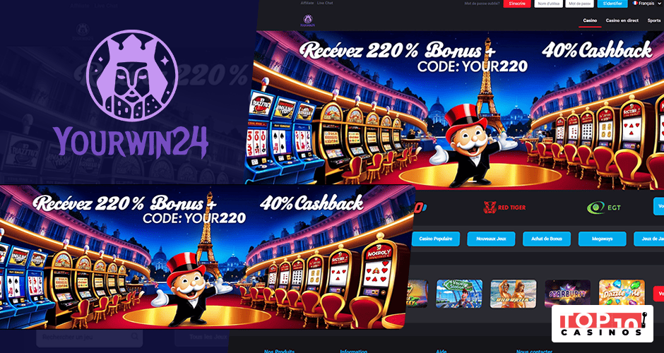 Yourwin24 Casino : Un bonus sans dépôt et une offre de bienvenue proposés