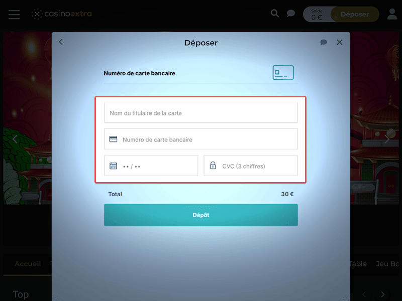 Fournissez les détails du paiement