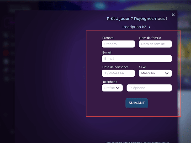 Fournissez vos informations personnelles