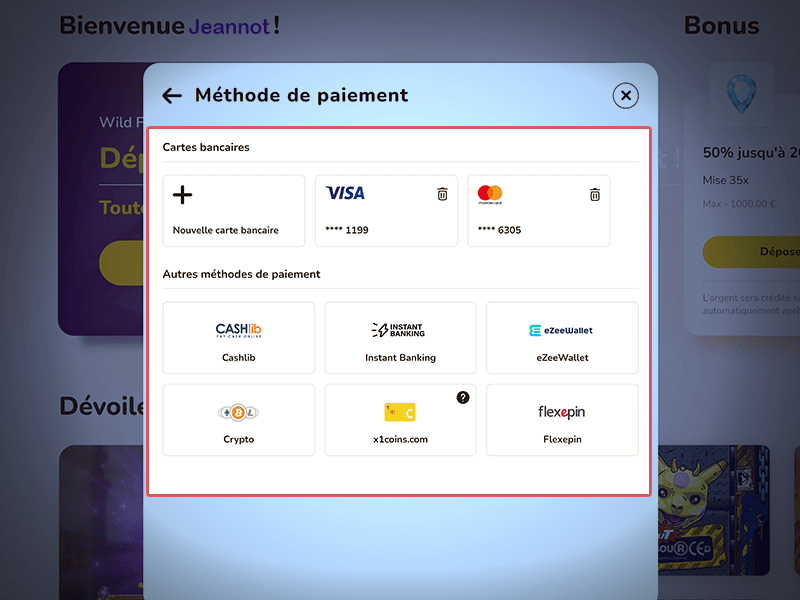 Choisissez une méthode de paiement