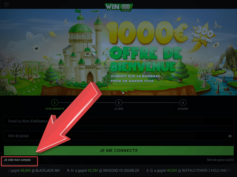 Cliquez sur « Je Crée Mon Compte »