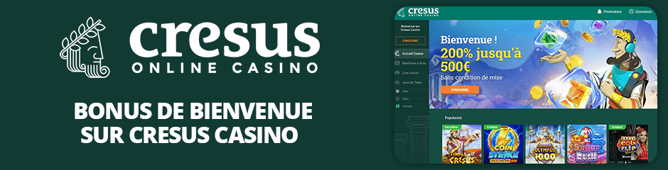 bonus de bienvenue sur casino cresus