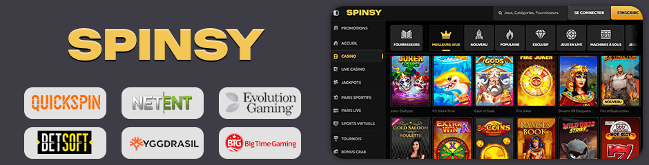 jeux et logiciels de spinsy casino