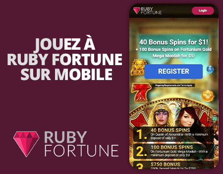 profitez du bonus de dépôt de $1 de ruby fortune